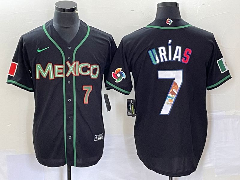 Men 2023 World Cub Mexico 7 Urias Black white Nike MLB Jersey5